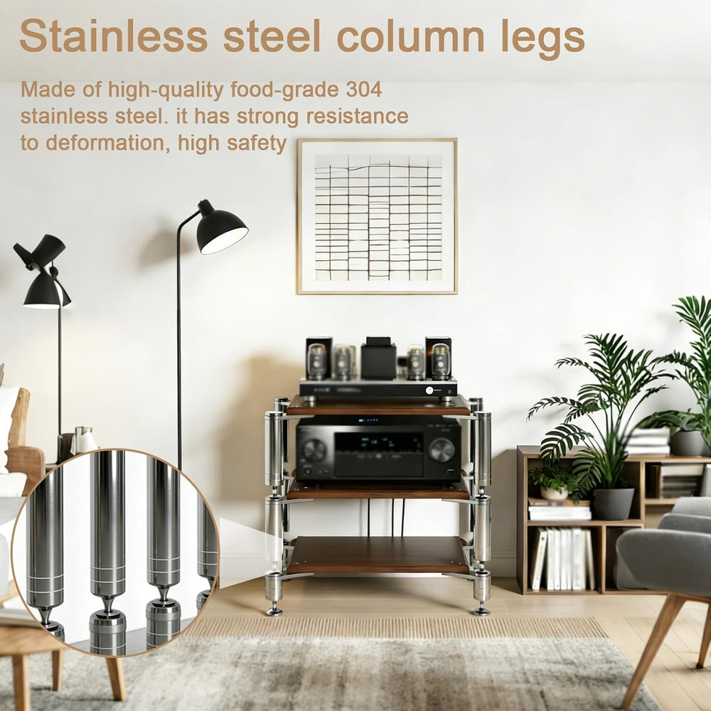 Heavy Duty AV Media Stand, AV Component Stand with Stainless Steel Bracket, S...