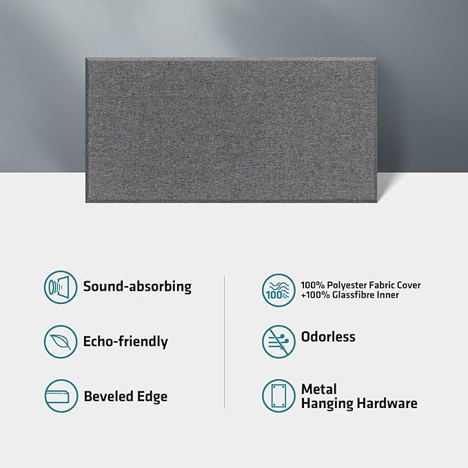 UMIACOUSTICS 2 PCS Acoustic Panel, 47.2" x 23.6" Fiberglass Sound Proof Wall
