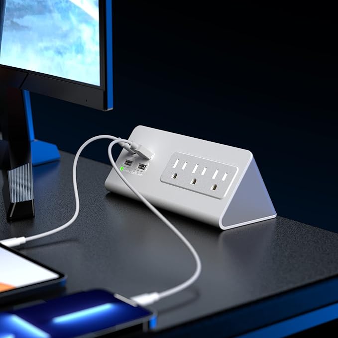 Nightstand Edge Mount Power Strip (2-Pack)