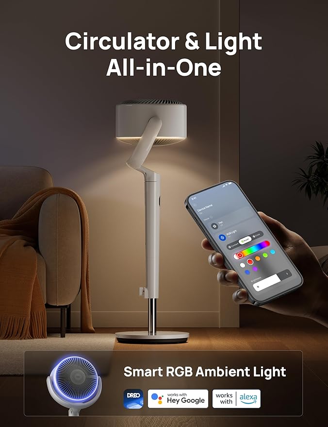 Dreo Smart Fan for Bedroom, 120° +120° Omni-Directional Oscillating Fans