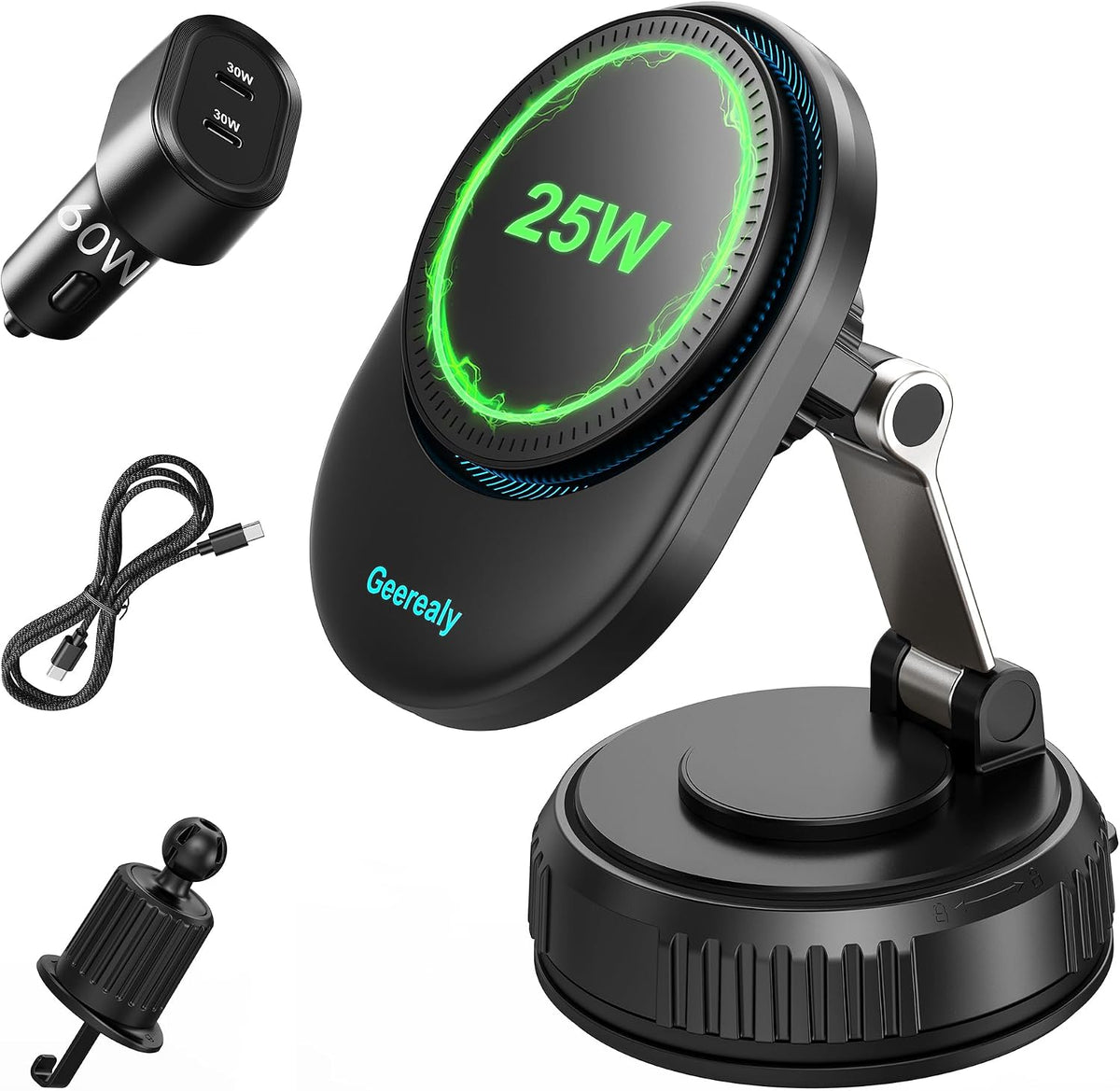 for 25W MagSafe Car Mount Charger with Built-in Cooling Fan