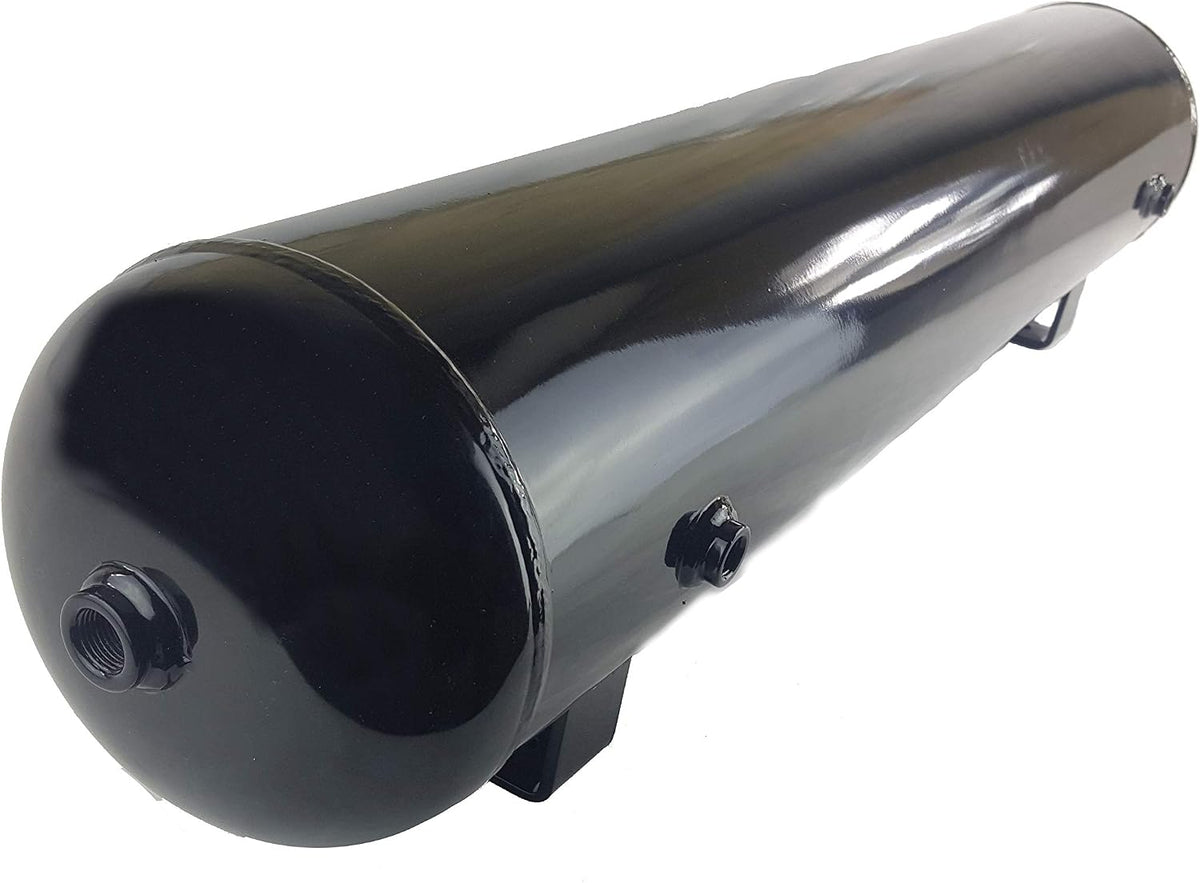 5 gallon steel air tank – 7 port, close-up detail