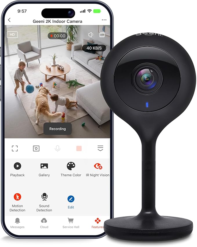 Geeni Look 2K 4MP Smart Indoor Security Camera – 1440p Ultra HD WiFi Pet & Baby