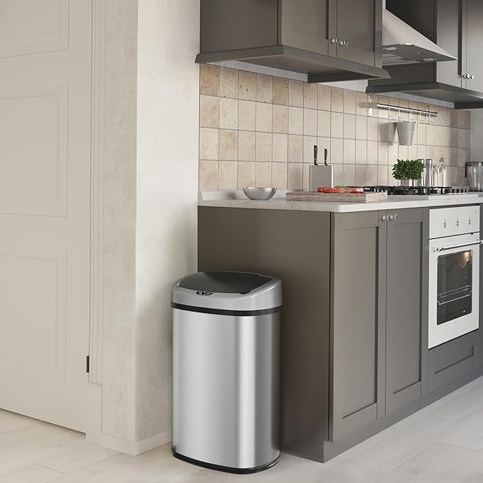 iTouchless 50 Liter / 13 Gallon Stainless Steel Kitchen Trash Can