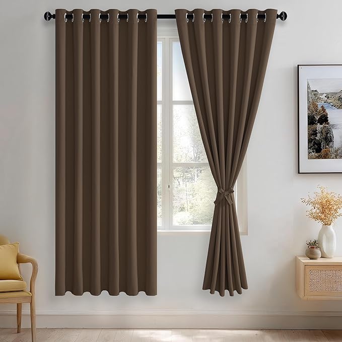 JIUZHEN Brown Blackout Curtains