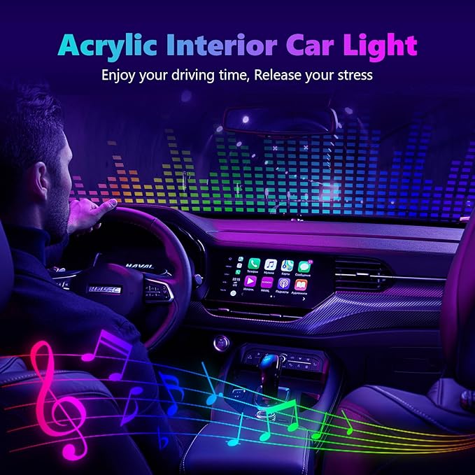 Acrylic Interior Car LED Strip Light, AMKI Dreamcolor Car Neon Light