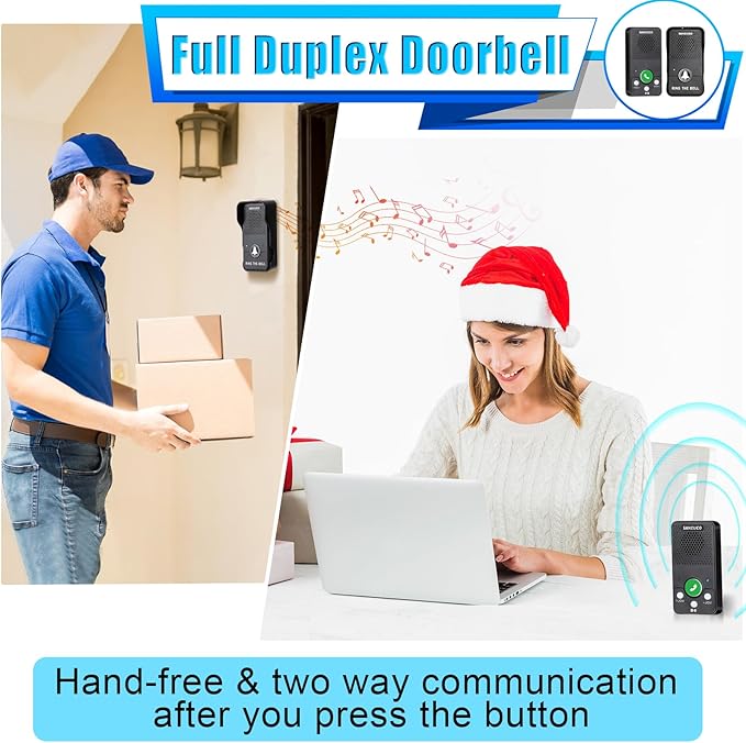 Doorbells, Hands Free Wireless Doorbell Intercom Upgrade, Waterproof Full