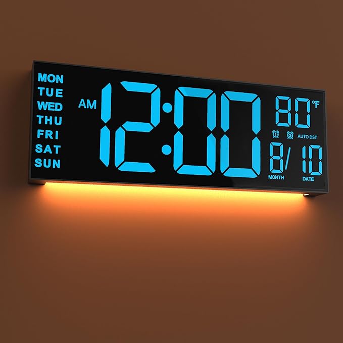 JALL 16" Large Digital Wall Mount Clock, Count Down Timer, Big LED, Temperature