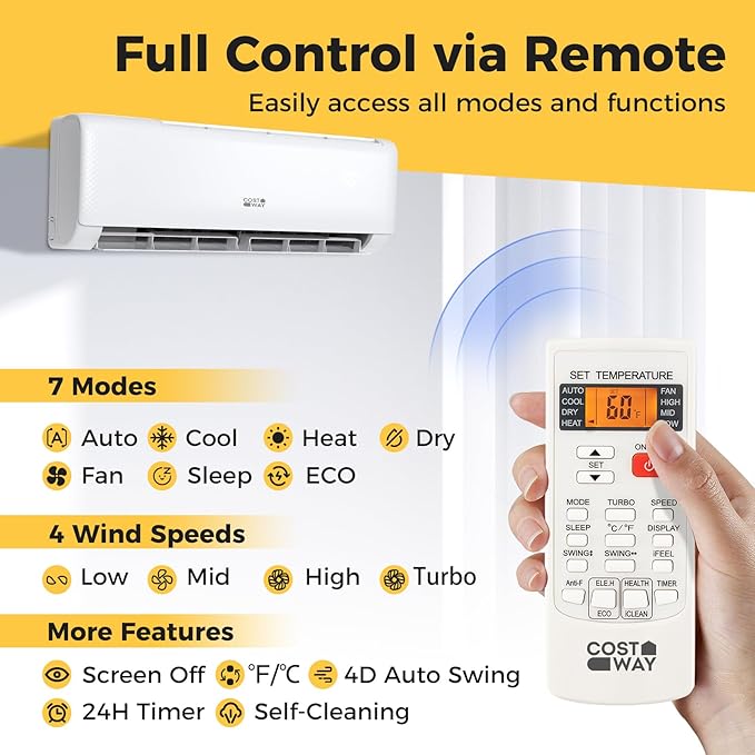 COSTWAY 12, 000 BTU Mini Split Air Conditioner,