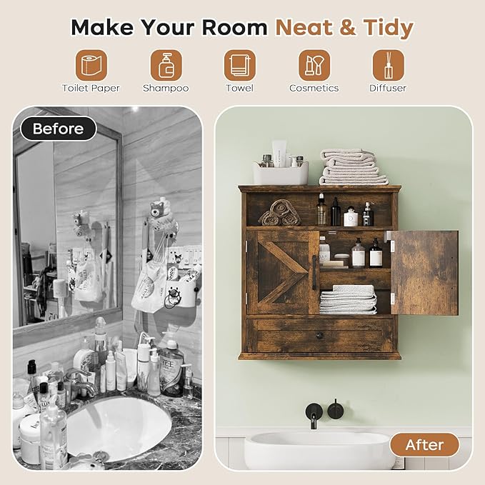Bathroom Wall Cabinet, Wall Mounted Medicine Cabinet