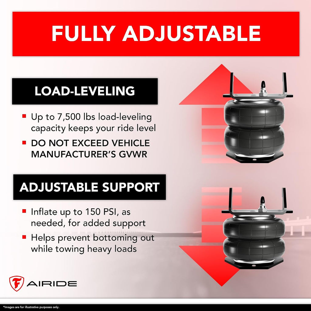 Firestone Airide Red Label Air Suspension Kit with Mounting Assembly fits 2011-2016 F250/F350/F450 4WD | 150 PSI | 7500 LBS Capacity | No Drill Installation | PN 2703