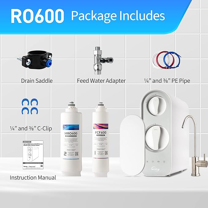 iSpring RO600BN Tankless Reverse Osmosis System Under Sink, 600 GPD Fast Flow