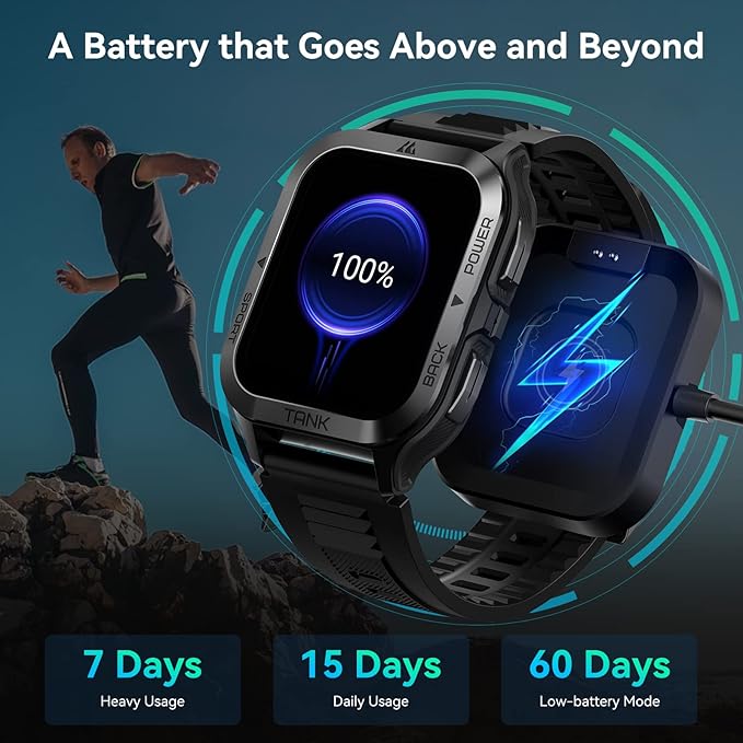 AMAZTIM Smart Watch, 60 Days Extra-Long Battery, 50M Waterproof, Rugged