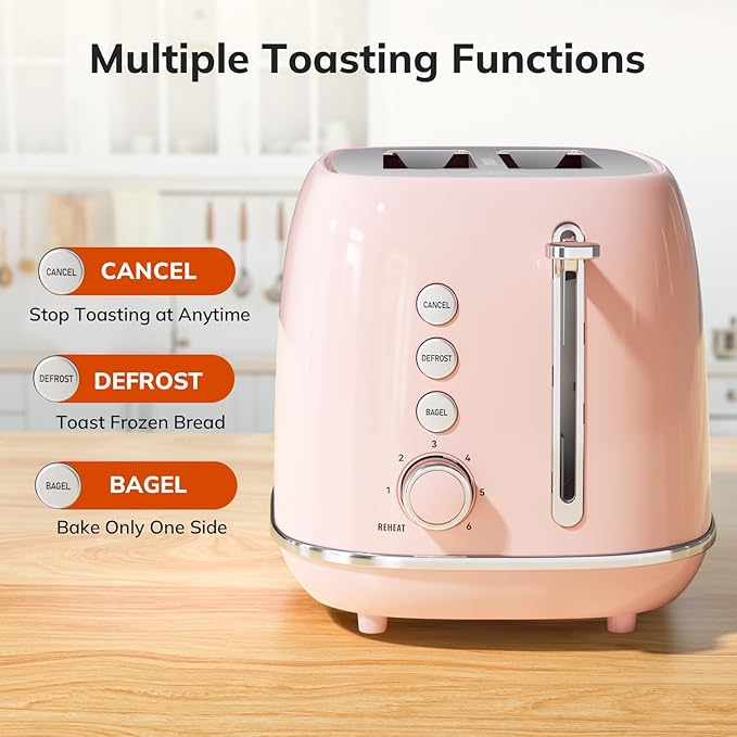 2 Slice Toaster Retro Stainless Steel