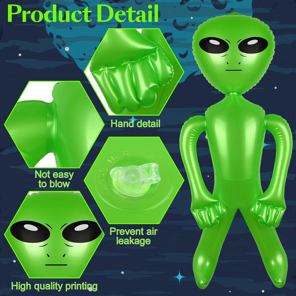 6 Pack 63 Inch Giant Inflatable Alien 31.5 Inch Jumbo Blow Up Alien Green Inflatable Balloon for Space Party Decorations UFO Theme Spaceship Party Birthday Halloween Easter Christmas Home