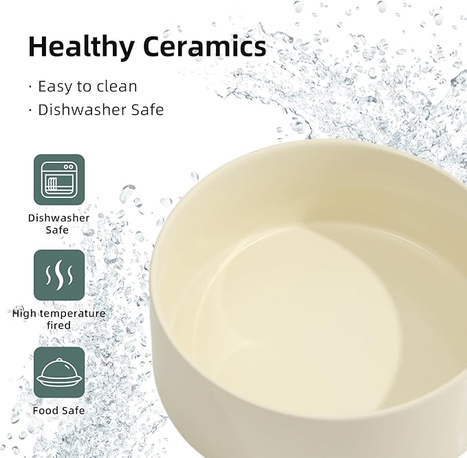 Ceramic 7.3inch Raised Double Bowls Set