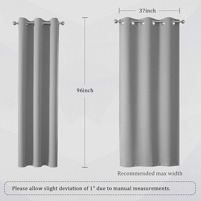 DUALIFE Ultimate Gray Blackout Curtain Panels/Drapes