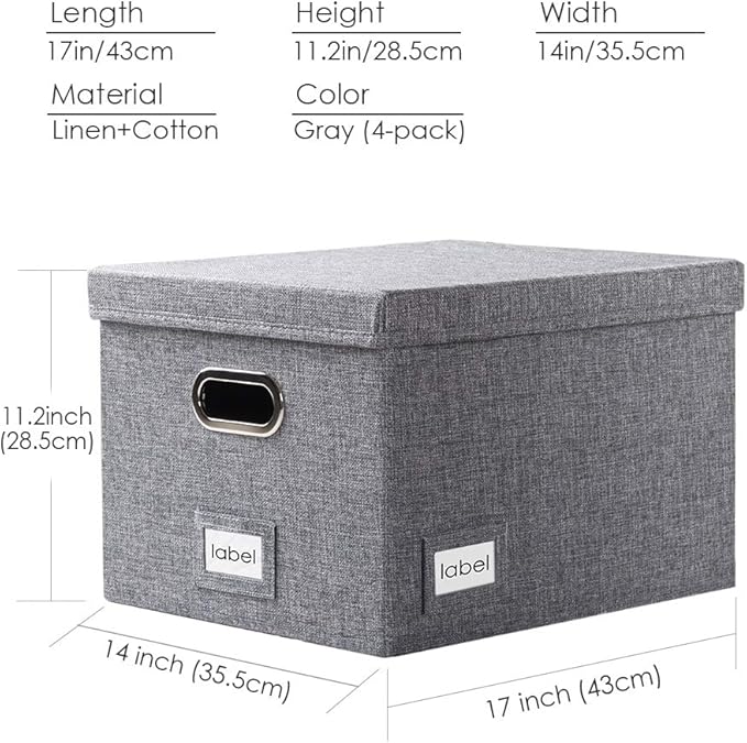 PRANDOM File Organizer Box (Set of 4)