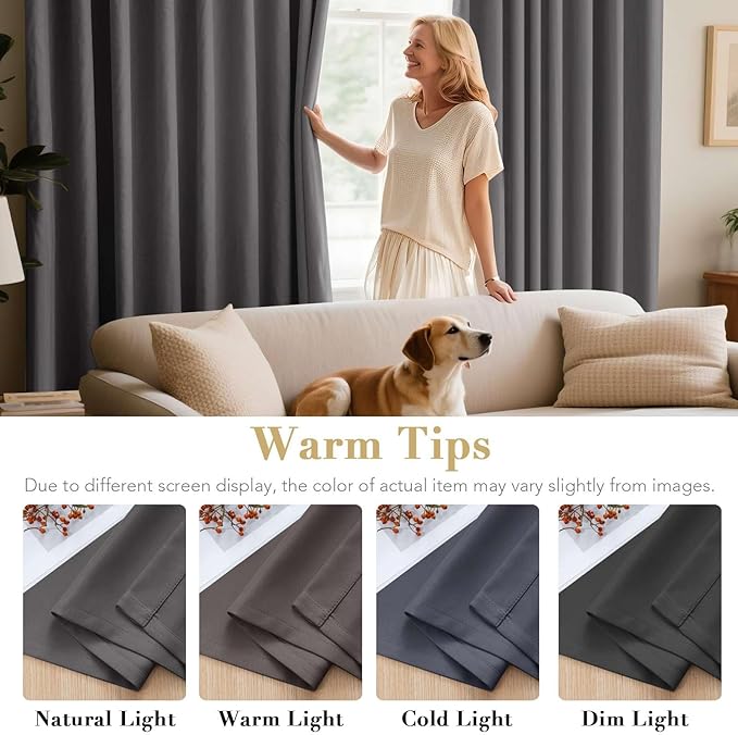 H.VERSAILTEX Charcoal Gray Blackout Curtain Panels
