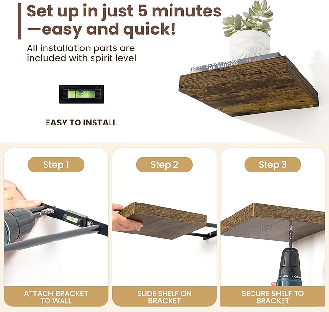 Fun Memories Floating Shelves for Wall (Set of 3)