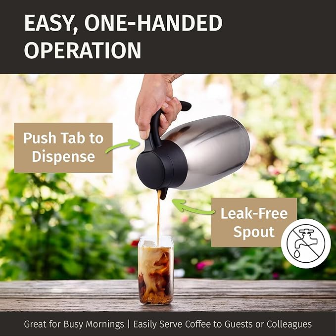 Thermal Coffee Carafe 2L / 68 oz – Updated 2025 Model – Insulated Stainless