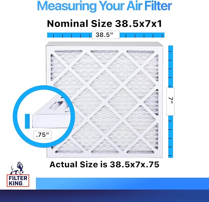 Filter King 38.5x7x1 Air Filter | 4-PACK | MERV 8 HVAC Pleated A/C Furnace