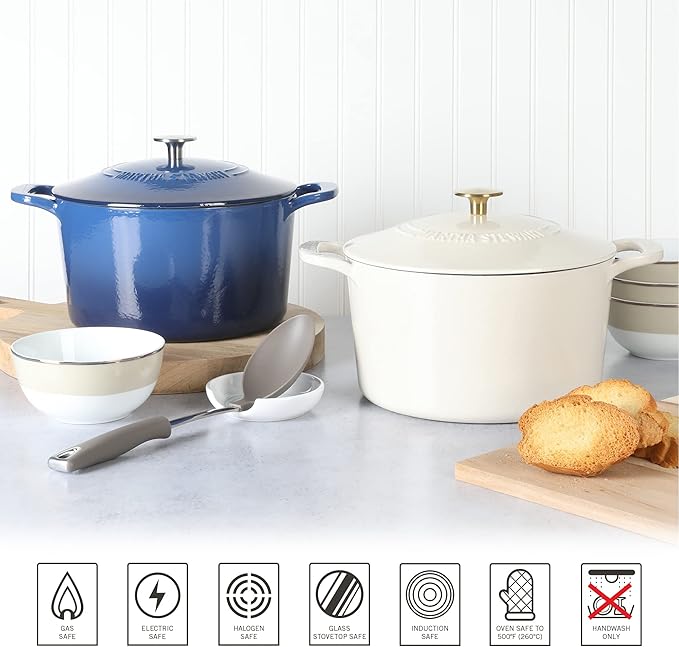 MARTHA STEWART Gatwick 7-Quart Enamel Cast Iron Dutch Oven Pot