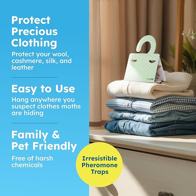 BugMD Clothes & Pantry Moth Traps – Sticky Glue Pheromone-Based Repellent