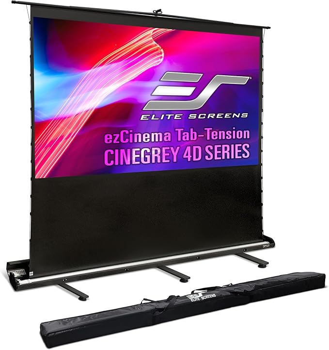 Elite Screens ezCinema Tab-Tension CineGrey 4D, 123-inch 16:9, Manual Floor