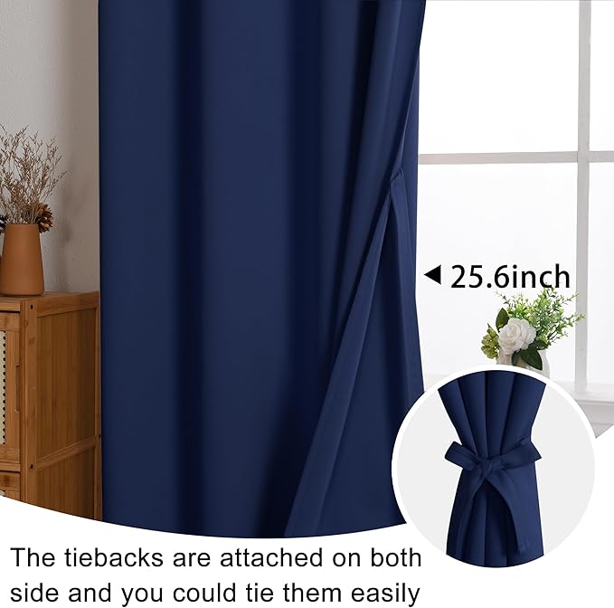 JIUZHEN Navy Blue Blackout Curtains