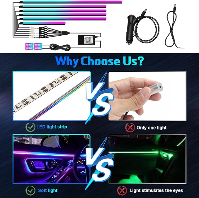 Dreamcolor Acrylic Interior Car Light 10 in 1 Automotive Ambient Light Kits