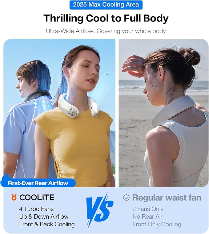 TORRAS COOLiFY Lite Neck Fan, Industry’s Strongest Power, Portable Neck Fan