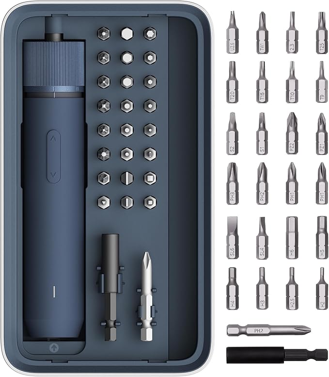 HOTO Electric Screwdriver Kit, Upgraded 1/4'' Hex 25 Bits, Magnetic Lid (25-Piece)
