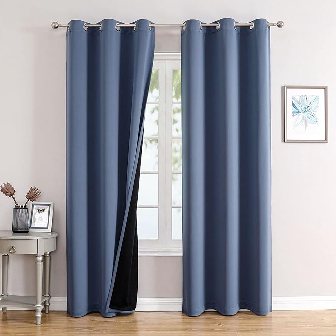 ChrisDowa 100% Blackout Curtains 84 inch Long