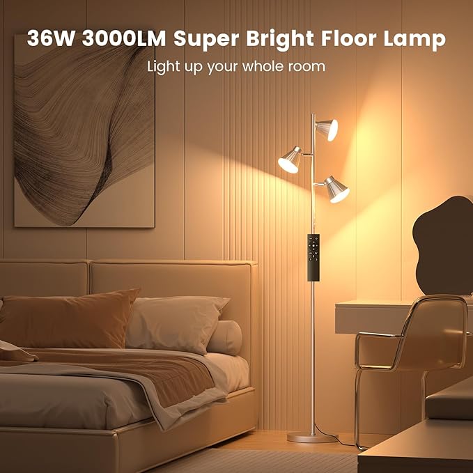 SIBRILLE 36W LED Tree Floor Lamp, Dimmable Tall Standing Lamp