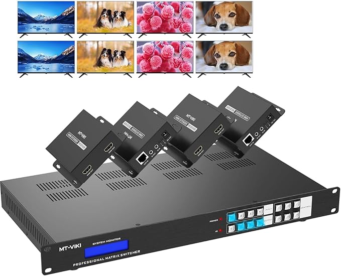 MT-VIKI 4K HDMI Matrix Extender 4x4 4K60Hz 4:4:4 Over CAT6/7/8 Cable, Matrix