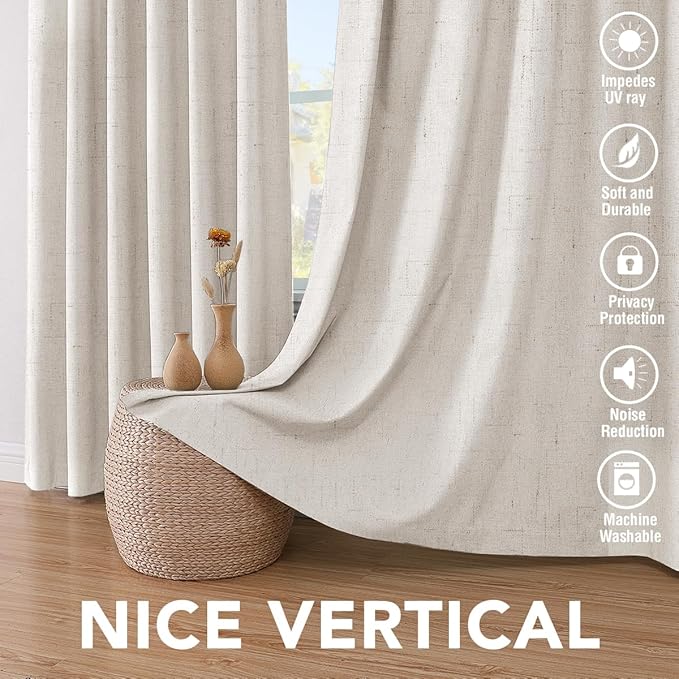 H.VERSAILTEX Primitive Linen Curtains 100% Blackout Curtain Drapes Burlap