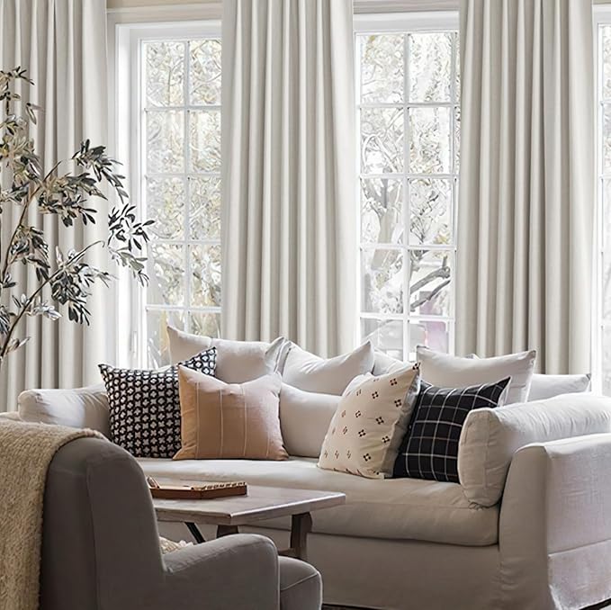 Room Darkening Curtains 63 Inches Long, Small Bay Window Blackout Dining Room
