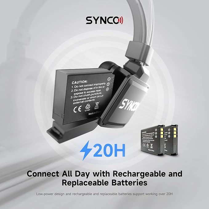 SYNCO XTALK X2 Wireless Headset Intercom System 2.4GHz 400 Meters Noise
