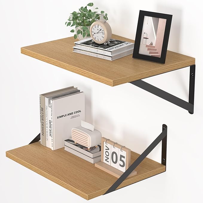 Heimlove 12 Inch Deep Floating Shelves (Set of 2)