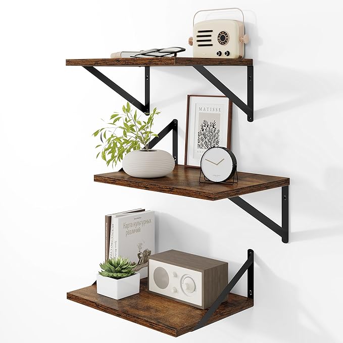 Deep Floating Shelves for Wall, 12 Inch Deep Floating Shelves Set of 3