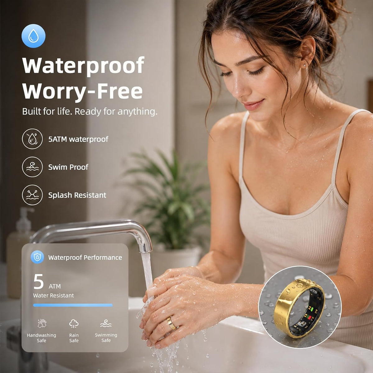 smart ring health ring fitness tracker with 24/7 showing dimensions