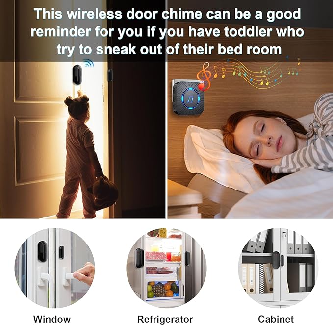SanJie Door Sensor Chime for Door Opens, Door Entry Chime for