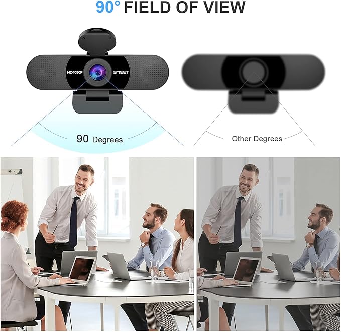 EMEET 1080P Webcam with Microphone, C960 Web Camera, 2 Mics Streaming Webcam