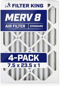 Filter King 7.5x23.5x1 Air Filter | 4-PACK | MERV 8 HVAC Pleated A/C Furnace