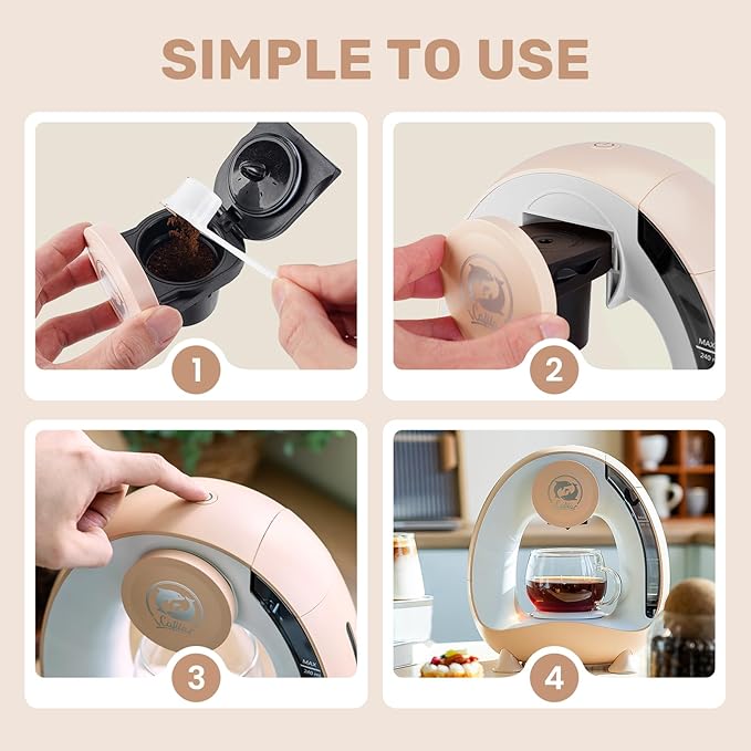 Single Serve Coffee Maker, Fast Brew in 2 minutes, Stylish＆Compact Design