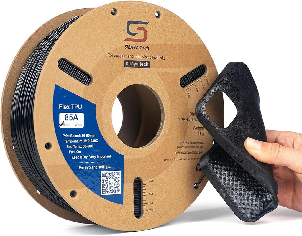 Siraya Tech Flex TPU 85A 3D Printer Filament, ISO 10993 Tested, Black, 1kg