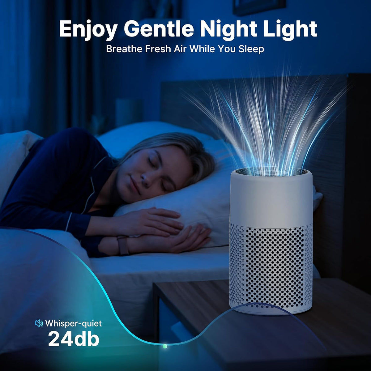 2 Pack Air Purifiers for Bedroom Home, True HEPA Filter for Smoke, White