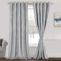 JIUZHEN Silver Grey Velvet Curtains 90 inches (Set of 2)