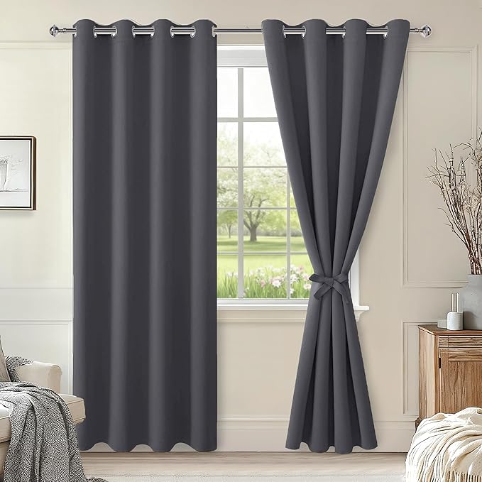 Hiasan Blackout Curtains for Bedroom, 52 x 96 Inches Long
